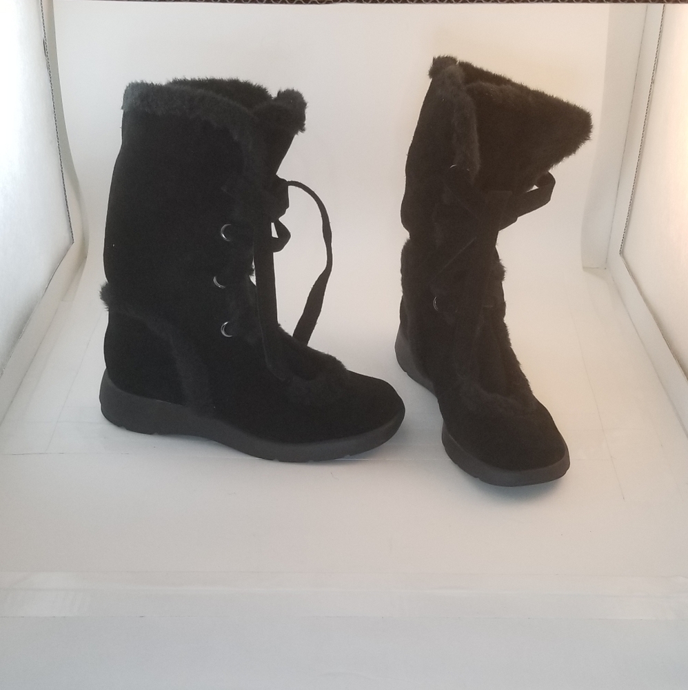 Aerosoles Black Squishing Trip Faux Fur Boots